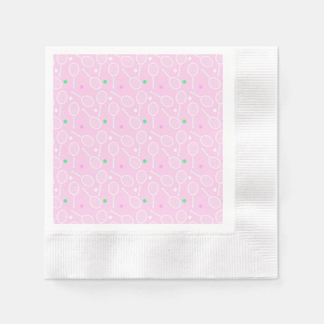Tennis Racket Pattern Pastel Pink   Napkin (Front)