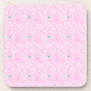 Tennis Racket Pattern Pastel Pink Party Coaster