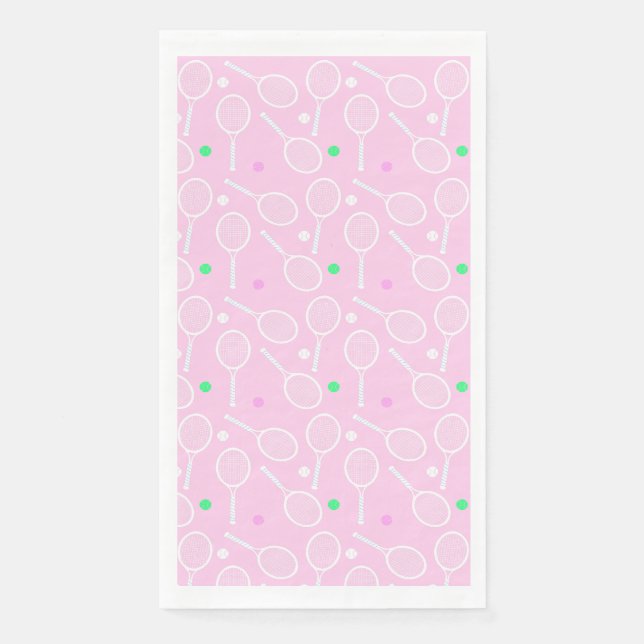 Tennis Racket Pattern Pastel Pink Party Napkin (Front)