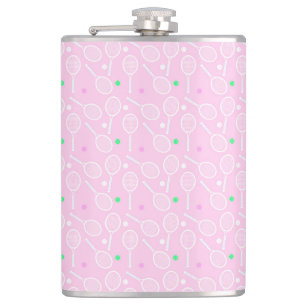 Tennis Racket Pattern Pink   Hip Flask