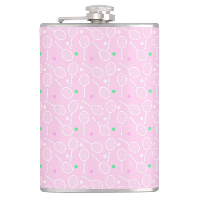 Tennis Racket Pattern Pink   Hip Flask (Front)