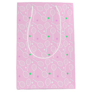 Tennis Racket Pattern Pink   Medium Gift Bag