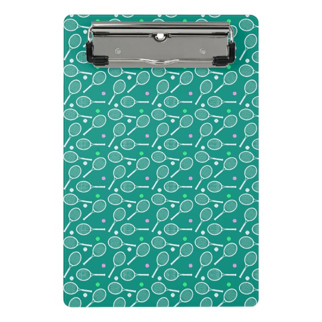 Tennis Racket Pattern Retro Emerald Green Mini Clipboard (Front)