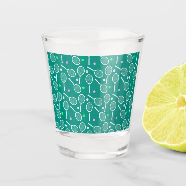 Tennis Racket Pattern   Shot Glass (Front)