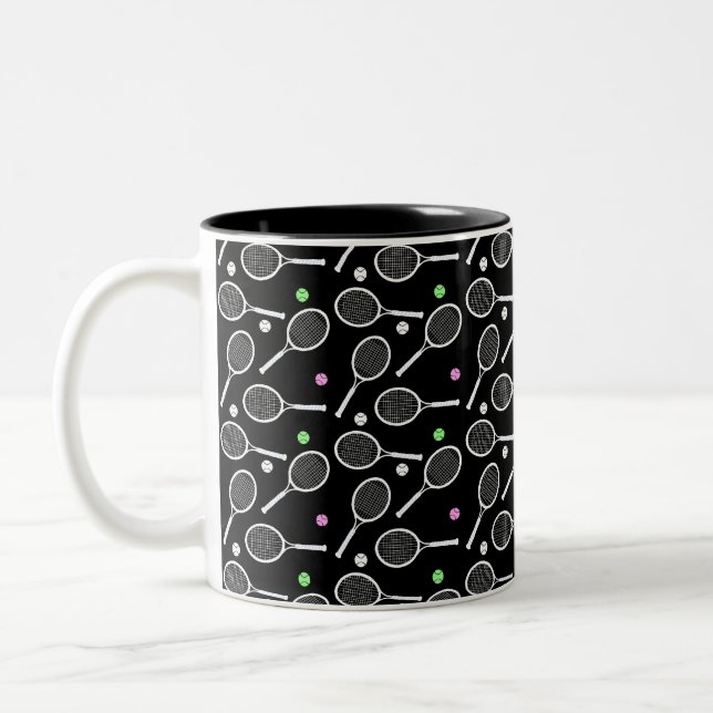 Tennis Racket Pattern   Two-Tone Coffee Mug (Left)
