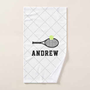 Tennis Racket Personalised Sports Hand Towel