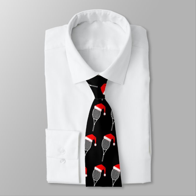 Tennis Racket Santa Hat Tie (Tied)