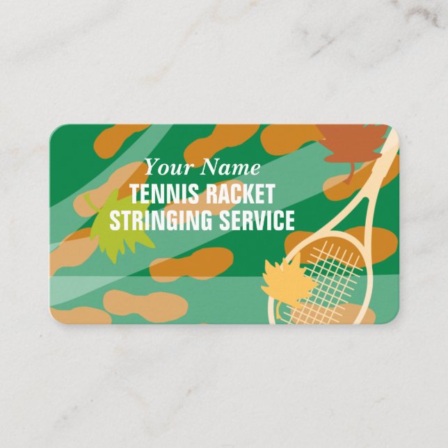 Tennis racket stringing service business card (Front)