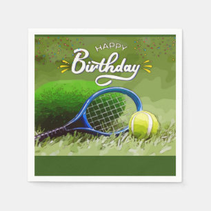 Tennis racket with ball Happy Birthday   Napkin