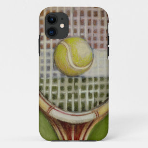 Tennis Racket with Ball Laying on Court iPhone 11 Case