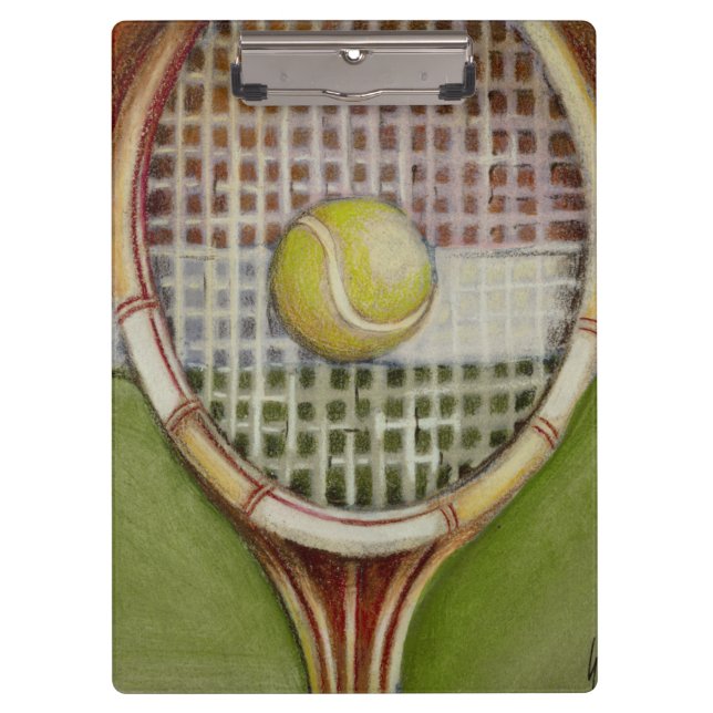 Tennis Racket with Ball Laying on Court Clipboard (Front)