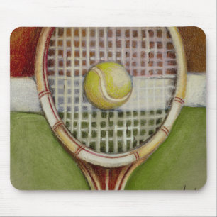 Tennis Racket with Ball Laying on Court Mouse Mat