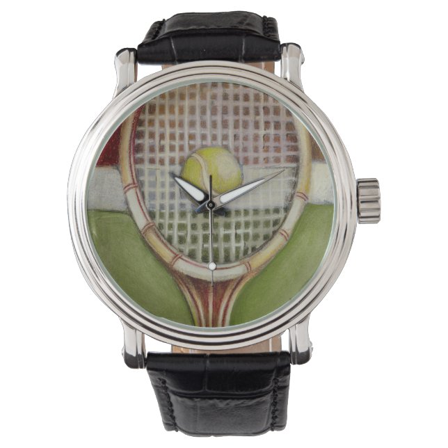 Tennis Racket with Ball Laying on Court Watch (Front)