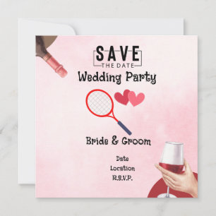 Tennis racket with love for Wedding  Invitation