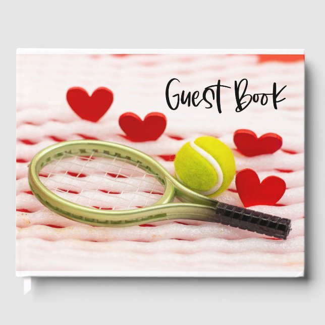 Tennis racket with love wedding guest book (Front)