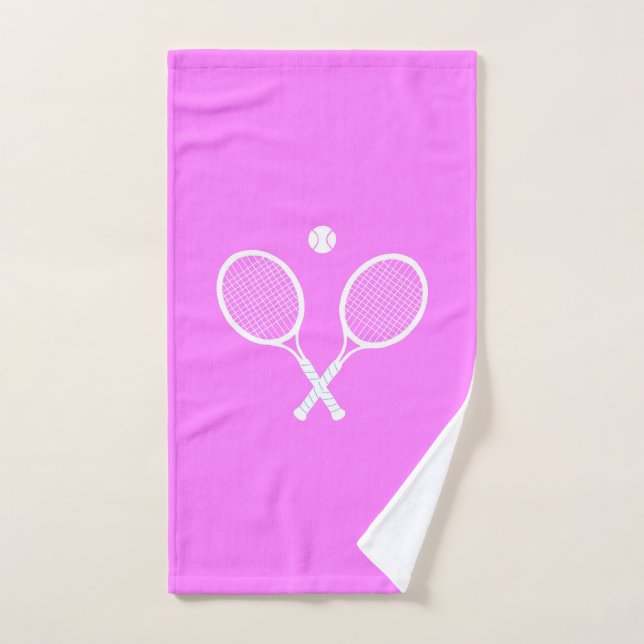 Tennis Rackets and a Ball Chic Deep Pink   Hand Towel (Hand Towel)