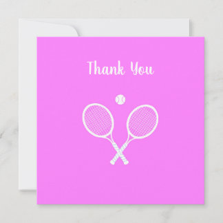 Tennis Rackets and Ball Active Pink Thank You Card