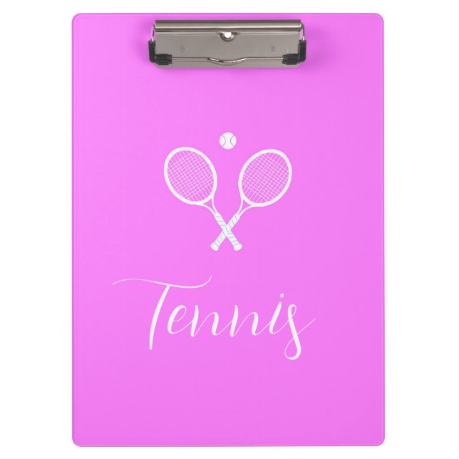 Tennis Rackets and Ball Deep Pink  Clipboard (Front)