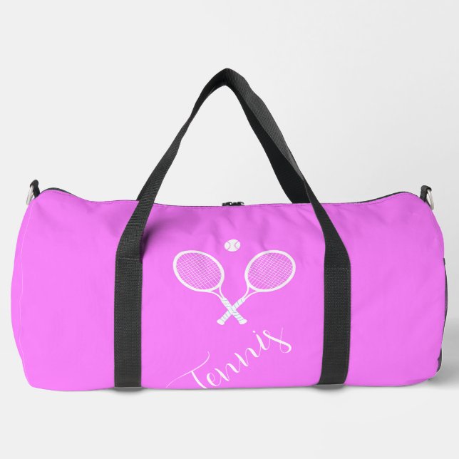 Tennis Rackets and Ball Deep Pink Custom Duffle Bag (Front)