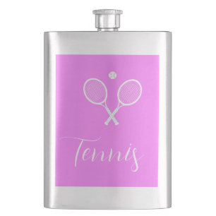 Tennis Rackets and Ball Deep Pink   Hip Flask