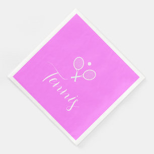 Tennis Rackets and Ball Deep Pink  Napkin