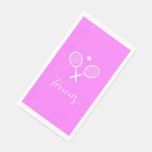 Tennis Rackets and Ball Deep Pink   Napkin