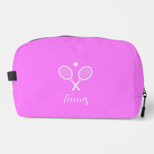 Tennis Rackets and Ball Deep Pink Personalised Dopp Kit
