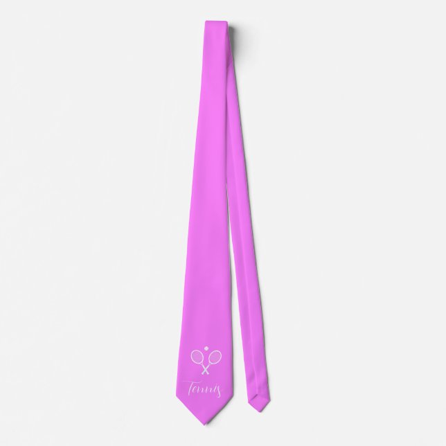 Tennis Rackets and Ball Deep Pink  Tie (Front)