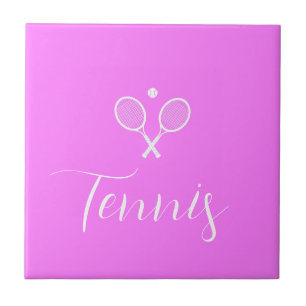 Tennis Rackets and Ball Deep Pink    Tile