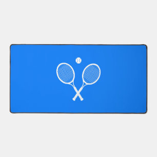 Tennis Rackets and Ball Party Blue Desk Mat