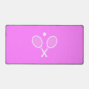 Tennis Rackets and Ball Party Deep PInk Desk Mat