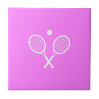 Tennis Rackets and Ball Party Pink   Tile