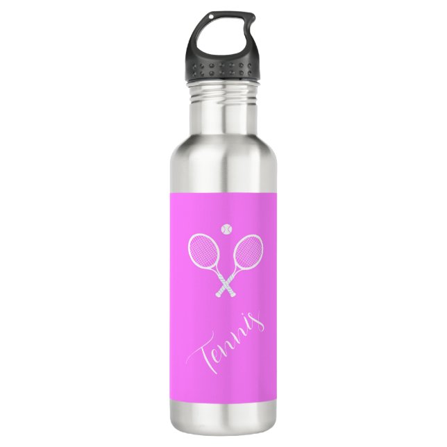 Tennis Rackets and Ball Pink 710 Ml Water Bottle (Front)