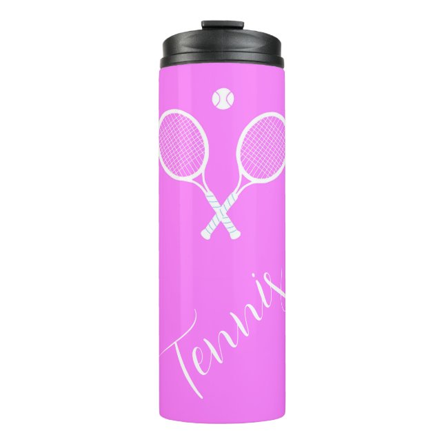 Tennis Rackets and Ball Pink Thermal Tumbler (Front)