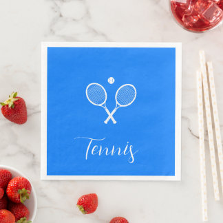 Tennis Rackets and Ball Ultramarine Blue Napkin