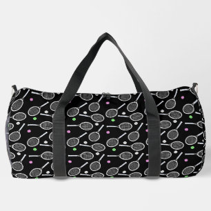 Tennis Rackets and Balls Black   Duffle Bag