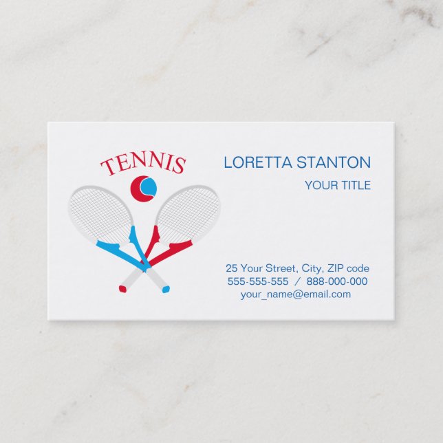 Tennis rackets and tennis ball business card (Front)