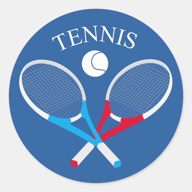 Tennis rackets and tennis ball classic round sticker (Front)