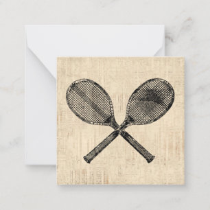 Tennis Rackets Antique Tennis Racquet Script Paper Card