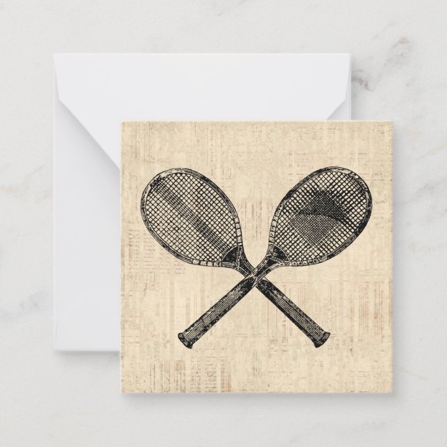 Tennis Rackets Antique Tennis Racquet Script Paper Card (Front)