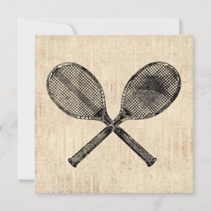 Tennis Rackets Antique Tennis Racquet Script Paper Card