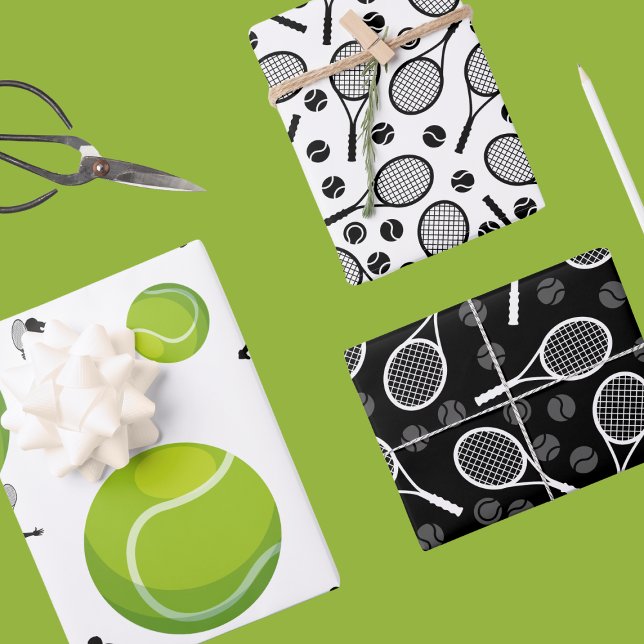 Tennis Rackets & Balls Birthday Gift Wrapping Paper Sheet (Creator Uploaded)