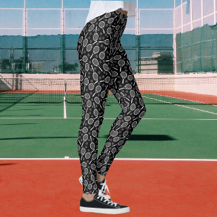Tennis Rackets & Balls Grey Sports Pattern Women’s Leggings