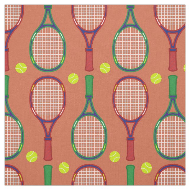 Tennis Rackets & Balls Pattern Fabric (Swatch)