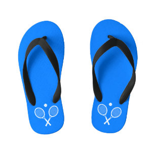 Tennis Rackets Blue Backgroud   Kid's Flip Flops