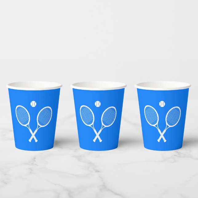 Tennis Rackets Blue Backgroud Party Paper Cups (Multi)