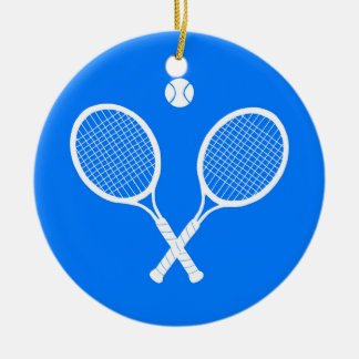 Tennis Rackets Blue Background   Ceramic Tree Decoration