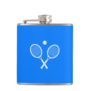 Tennis Rackets Blue Background   Hip Flask