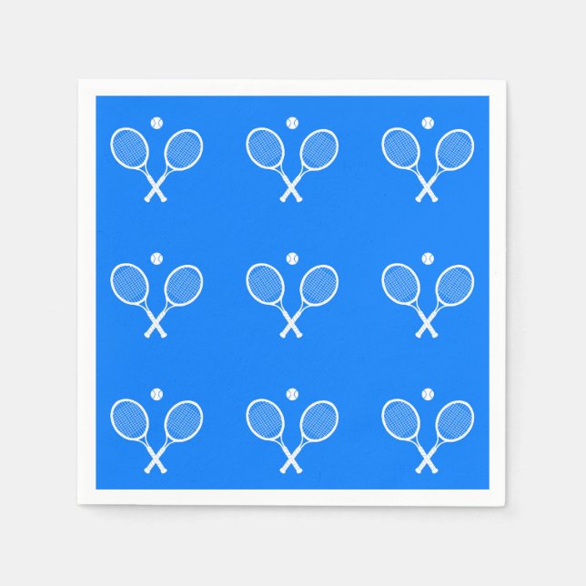 Tennis Rackets Blue Background   Napkin (Front)