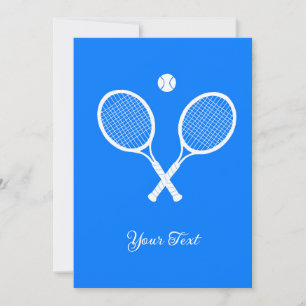 Tennis Rackets Blue Background  Party Personalised Invitation
